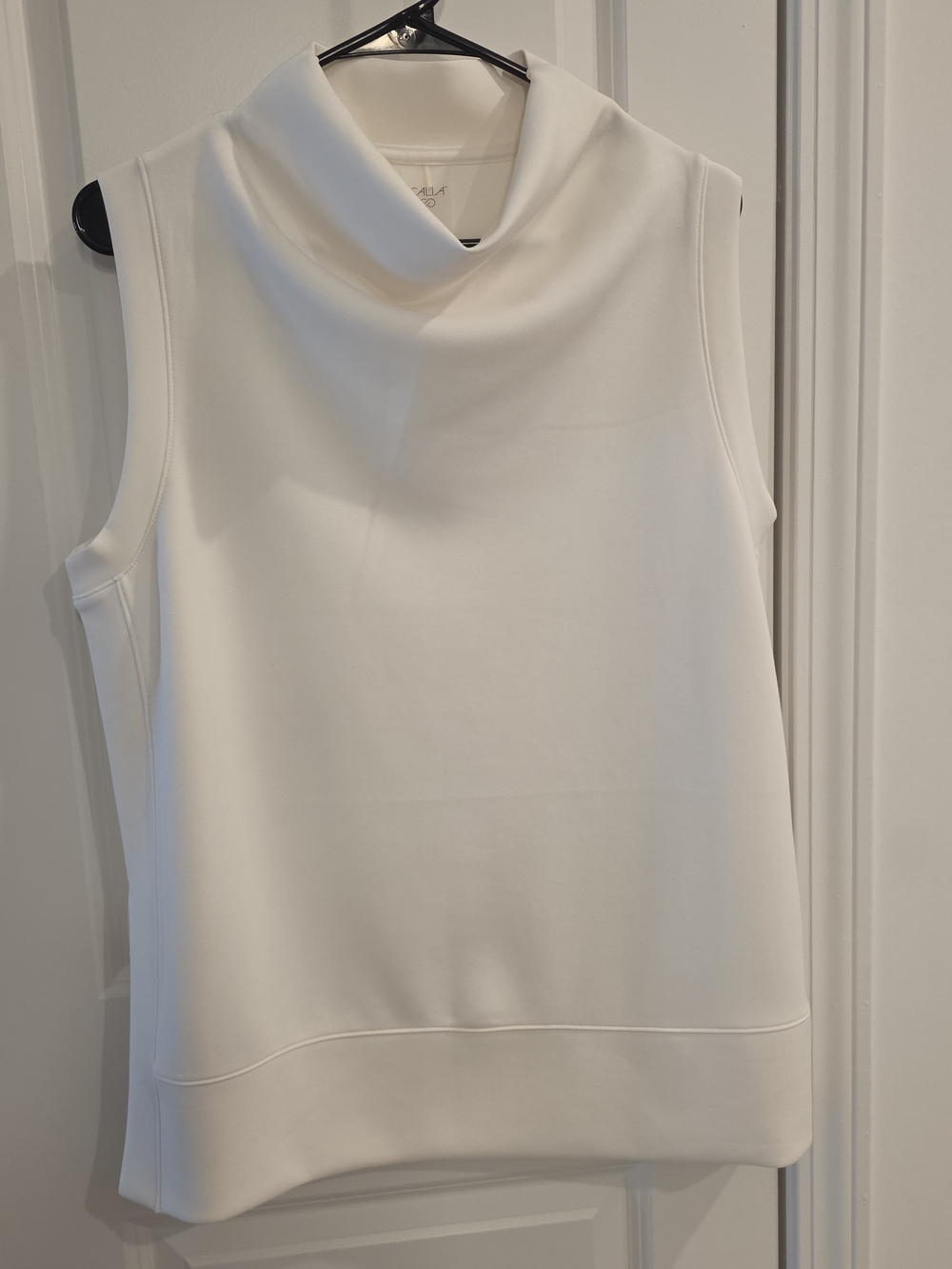 CALIA Sleeveless Cowl Neck Tunic Top- White
